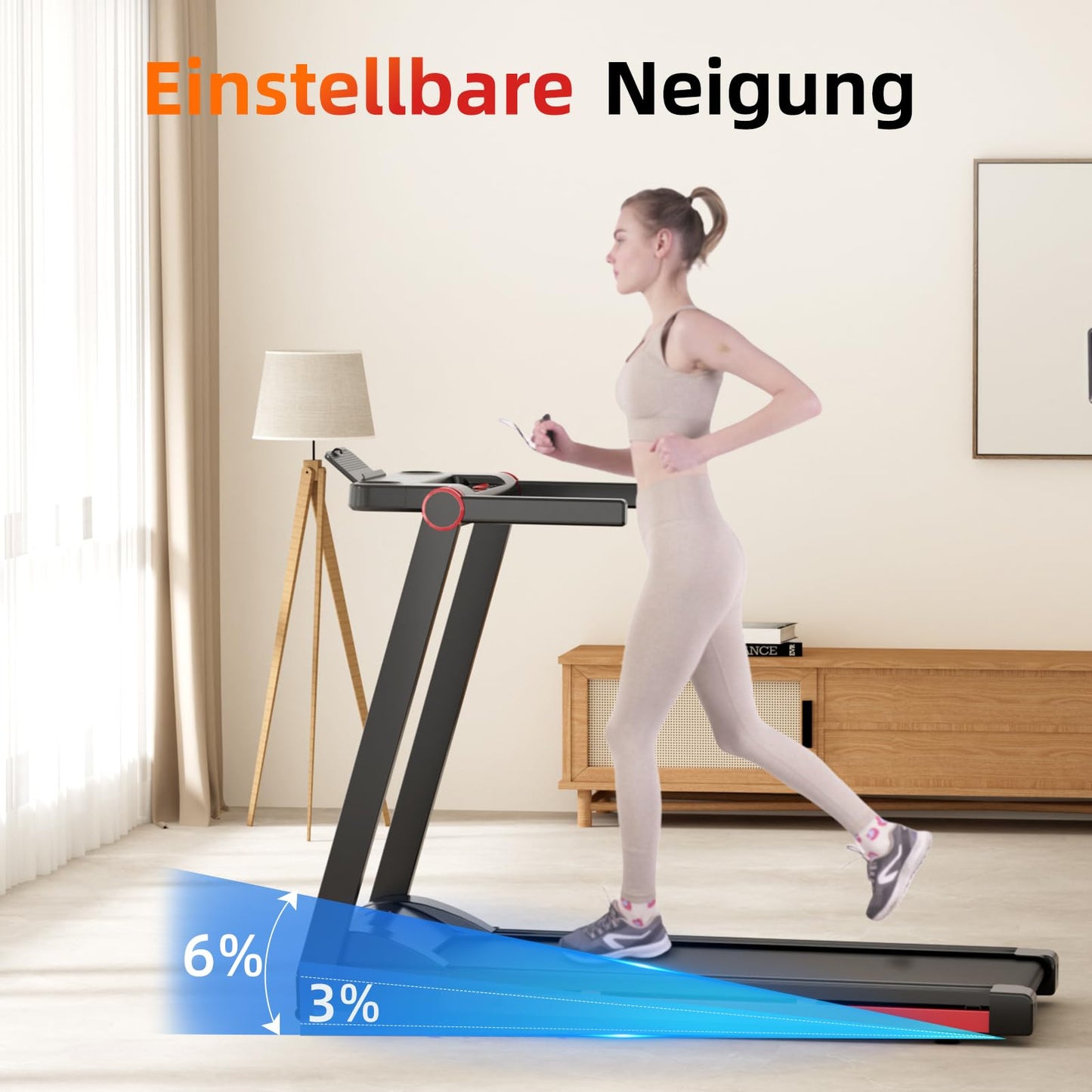 Superun Laufband für Zuhause Klappbar, Laufband mit Steigung max 158 KG mit APP, Klappbares Laufband mit Trainingskursen und Multi-Runner-Rennen