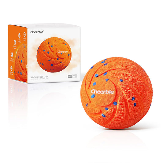 Cheerble Interaktiver Hundeball - Wicked Ball Air Self Moving Dog Ball für Hunde mit 3 interaktiven Modi, Intelligentes Hundespielzeug, Geburtstagsgeschenk mit LED-Lichtern - Orange