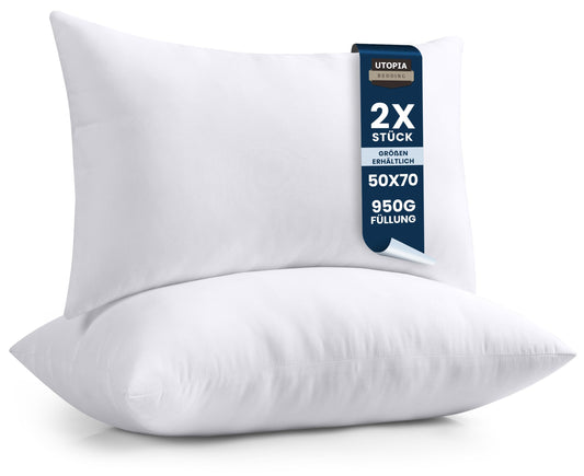 Utopia Bedding 2er Set Kissenfüllung 50 x 70 cm, Innenkissen Füllkissen Kopfkissen Sofakissen (Weiß)