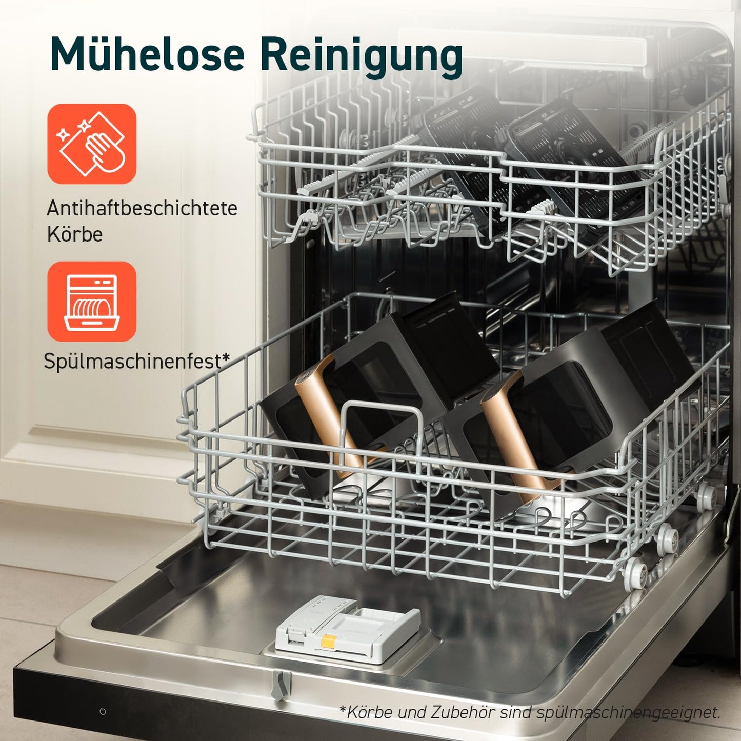 COSORI Heißluftfritteuse 2 Kammern, Testsieger der Stiftung Warentest, 6-in-1 Dual Zone Airfryer 8,5 L, Doppelkammer mit Sichtfenster für vollständige Mahlzeit, Gold