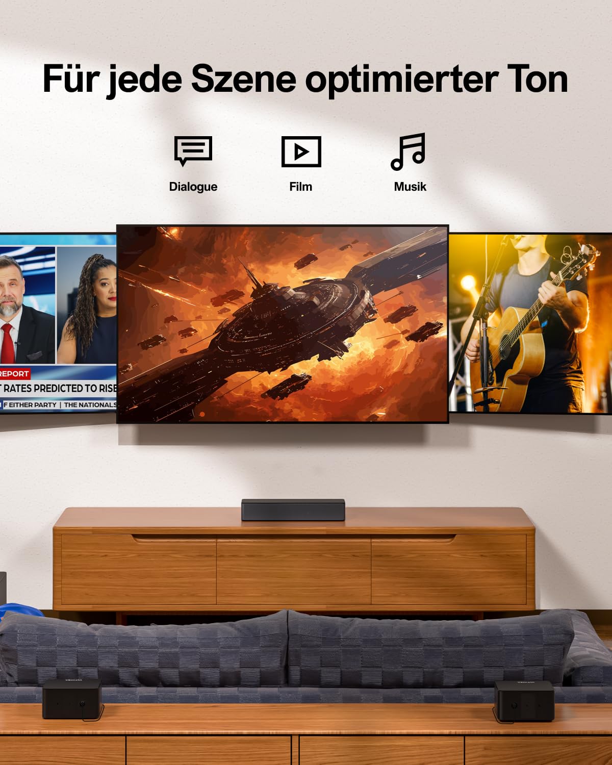 ULTIMEA 5.1 Dolby Atmos, 3D Surround Sound System Soundbar für TV Geräte, Soundbar mit Subwoofer, TV Lautsprecher für Heimkino mit einstellbarem Bass, Poseidon D60-Serie