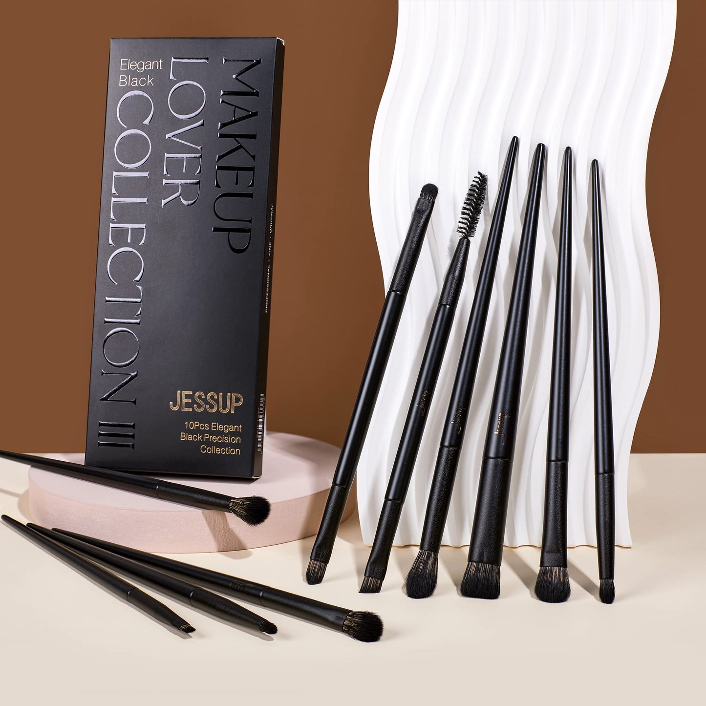 Jessup Pinselset Makeup Augen Make up Pinsel 10 Stück Augen Makeup Pinsel Set Augenpinsel Lidschattenpinsel Lidschatten Blender Eyeliner Augenbrauen Pinsel elegante Kollektion schwarz T337