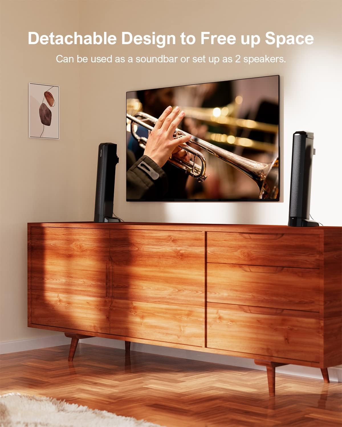 ULTIMEA 2.2-Kanal Soundbar für TV Geräte, App, teilbare 2-in-1 Soundbar für Fernseher, Bluetooth 5.3, TV-Lautsprecher mit 3 EQ-Modi und verstellbarem Bass, ARC/Optisch/Aux, Apollo S40, 2025 Version