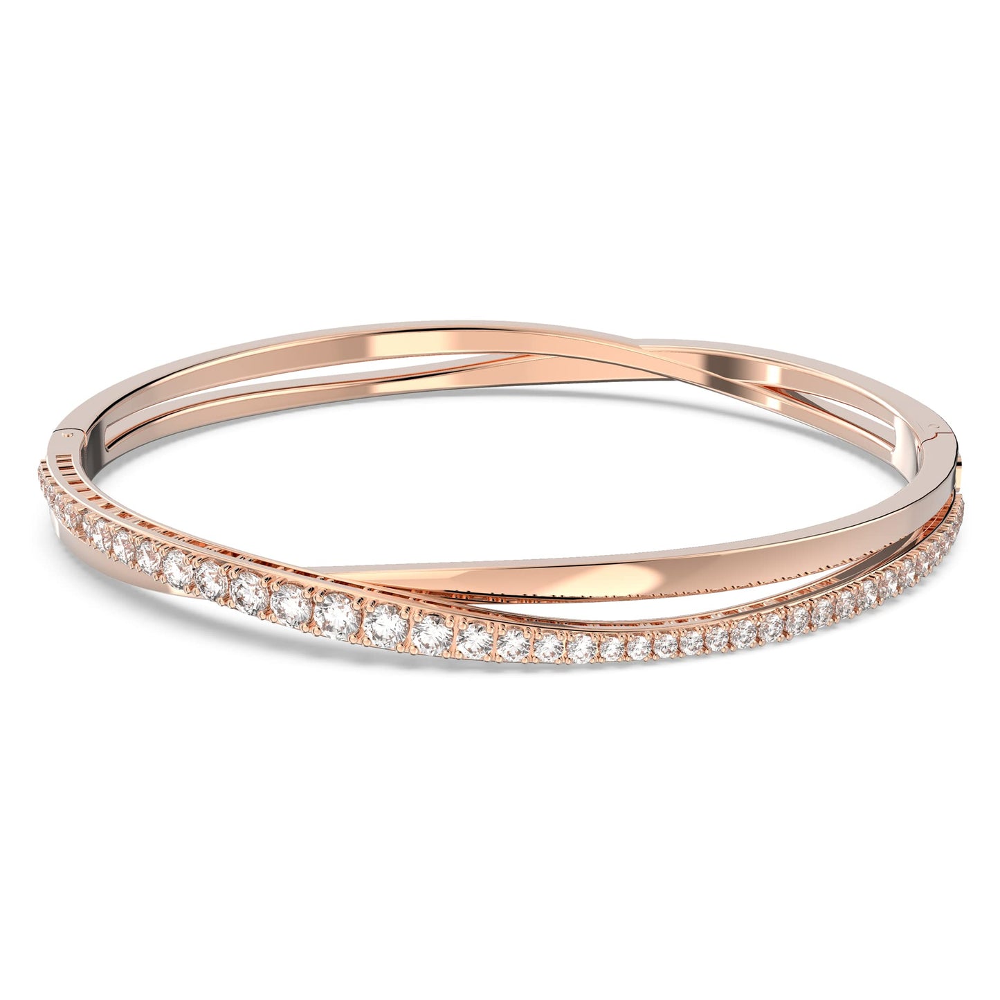 Swarovski Hyperbola Armband, Weißer und Rosé Vergoldeter Damenarmreif mit Strahlenden Swarovski Kristallen
