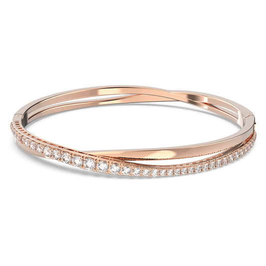 Swarovski Hyperbola Armband, Weißer und Rosé Vergoldeter Damenarmreif mit Strahlenden Swarovski Kristallen