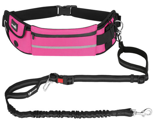 pecute Joggingleine Hunde mit Bauchgurt, Laufgürtel Hundeleine für Große und Mittelgroße Hunde, Leine Hund mit Gürteltasche, Elastische Laufleine für Hunde, Dog Leash für Laufen, Joggen