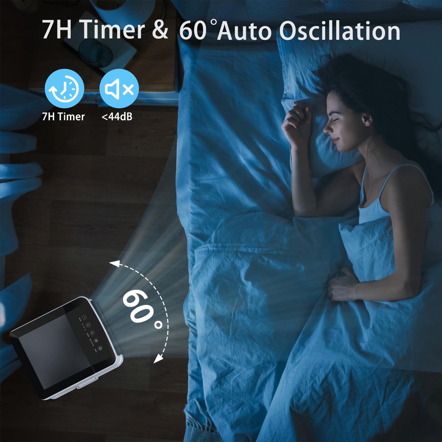 Mobile Klimaanlage Mobil Klimagerät Klimaanlage Ohne Abluftschlauch Luftkühler Ventilator mit Wasserkühlung 9,5L Wassertank 60W Verdunstungskühler Energiesparend 7h Timer Oszillierend für Zuhause/Büro