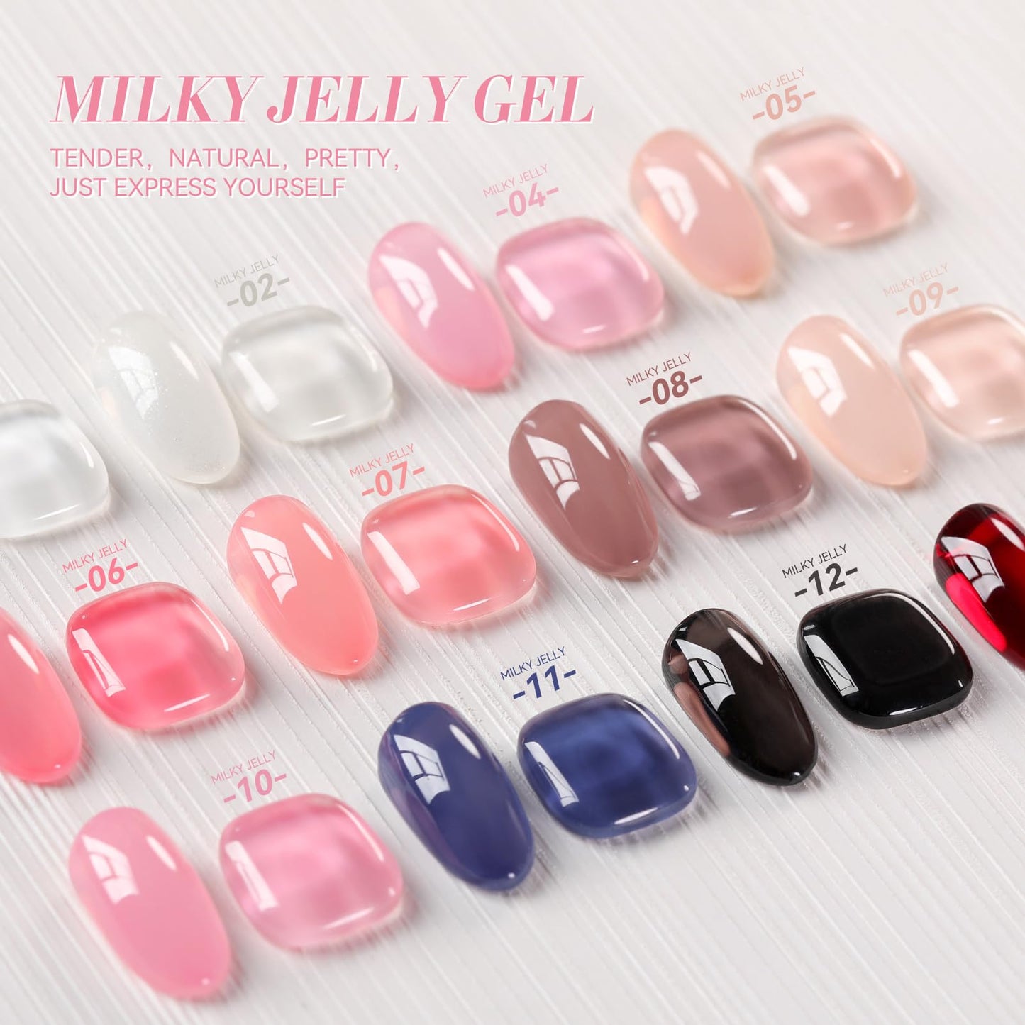 Born Pretty UV Nagellack Milky Jelly Milchig Burgunderrot 15ml - Gel Nagellack UV Transparentes Weinrot Transparent Natur UV LED Soak off Manicure Gel Lacquer Varnish