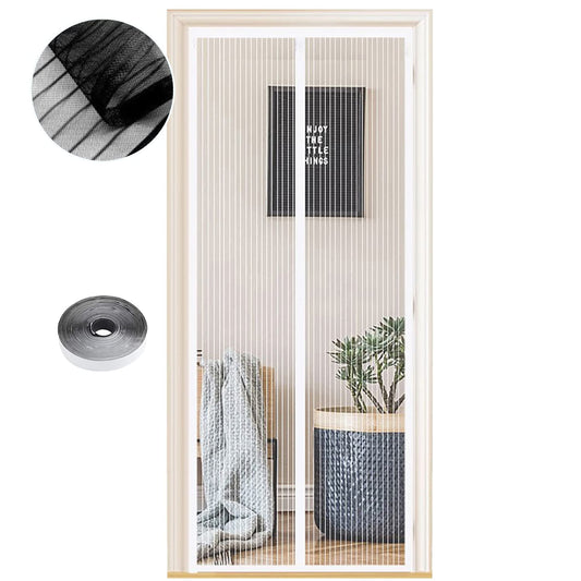 Fliegengitter Tür Magnet Insektenschutz, Verschiedene Größen,75 x 220cm, Magnetvorhang ist Ideal für Balkontür Wohnzimmer und Terrassentür, Kinderleichte Klebemontage Ohne Bohren, Weiße Streifen