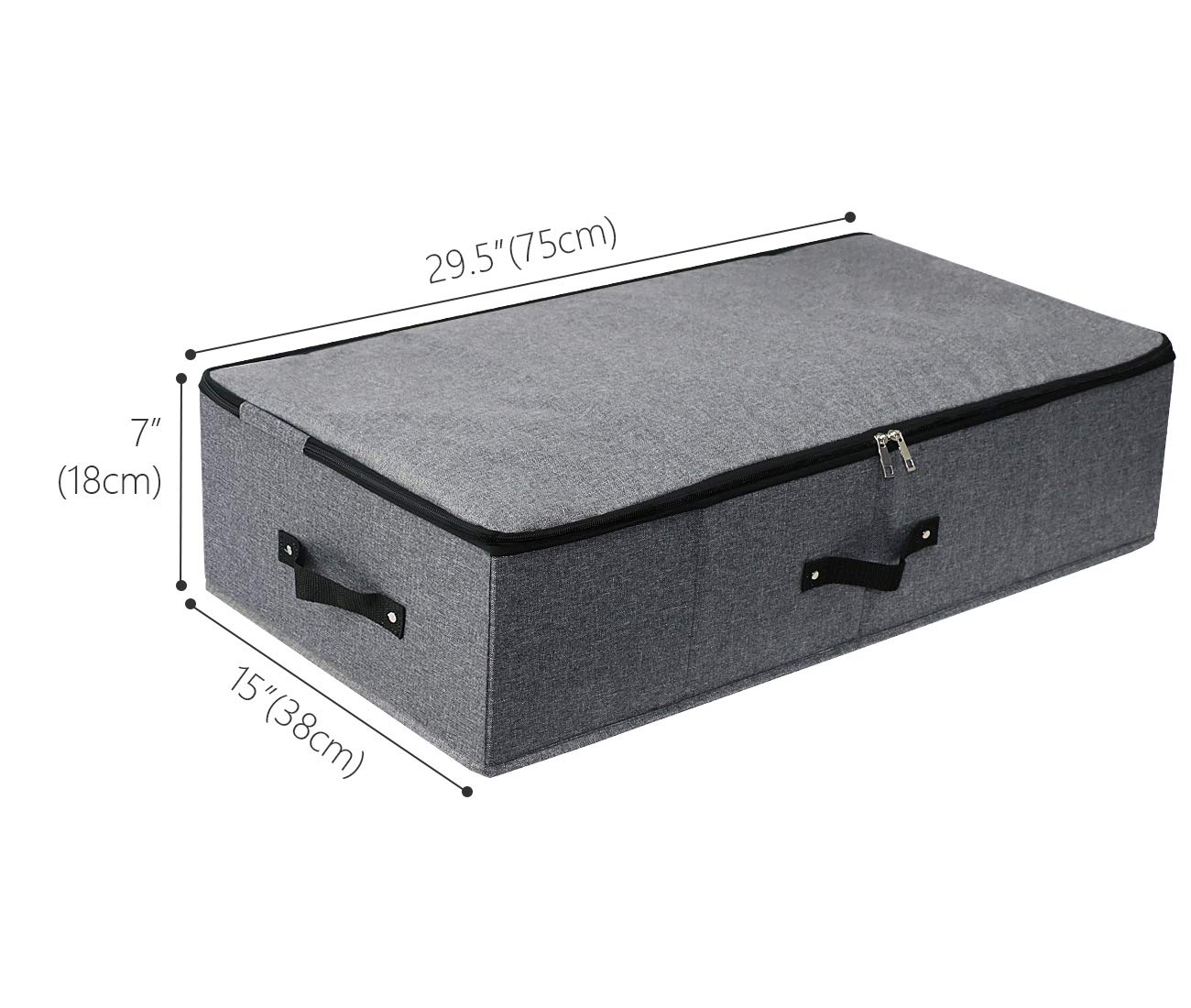 Faltbarer Unterbett-Aufbewahrungskorb [2er Pack] mit strapazierfähigem Stoff für Kleidung, Schuhe, Spielzeug, Decke, Tröster-Organizer-Behälter, Schwarz Grau