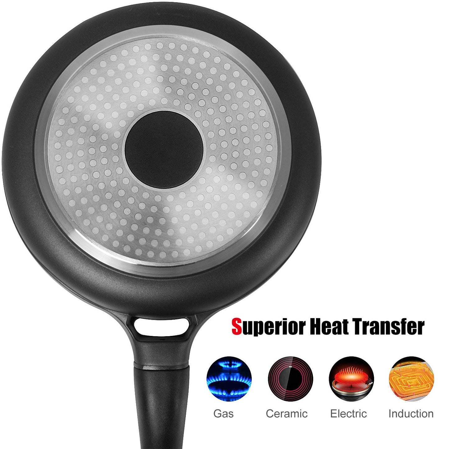Gotoll Induktionspfanne, 24 cm, antihaftbeschichtet, Aluminium, Cracker, abnehmbarer Griff, für Pfannkuchen, Steak, Ei, Blinis BPA Free – Schwarz