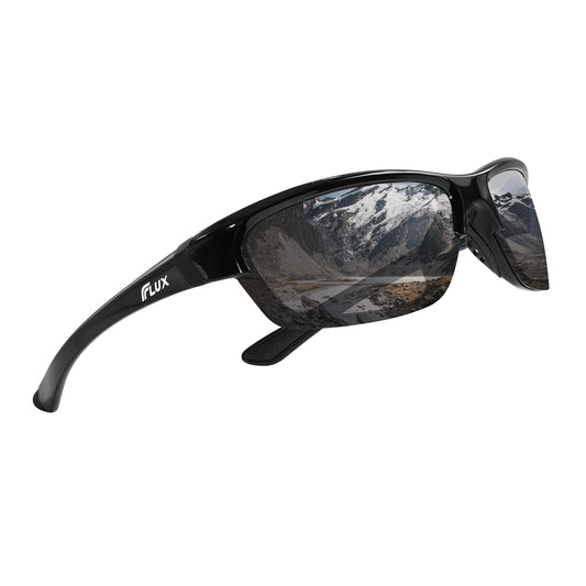 ICECUBE AVENTO Polarisierte Sport-Sonnenbrille UV400 Schutz mit Anti-Rutsch-Funktion und leichtem Rahmen - für Männer und Frauen beim Fahren, Laufen (Black/Grey Mirror)