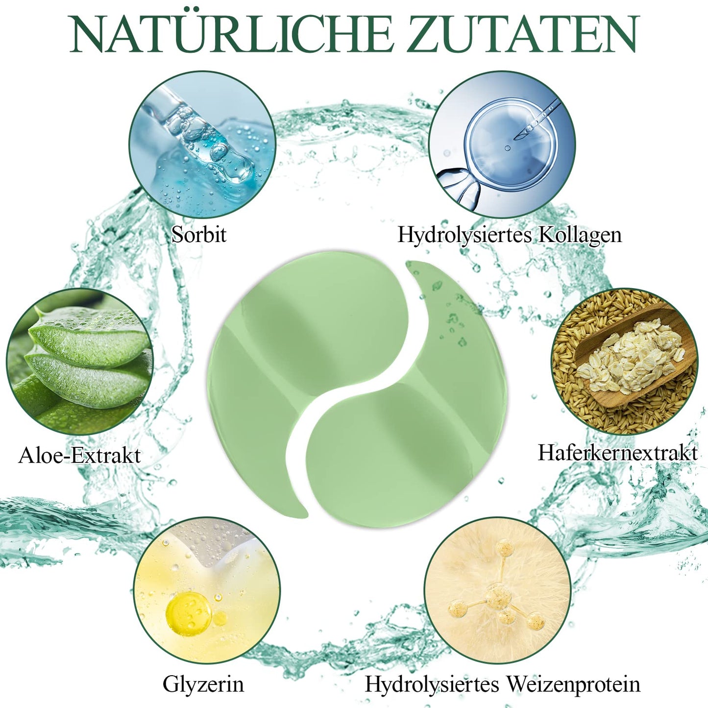 Eveellyn Augenpads, 60Pcs Augenpads Gegen Augenringe, Aloe Vera Eye Pads, Hyaluronsäure Augenmaske Augenringe Entfernen, Gegen Falten,Tränensäcke, Puffiness