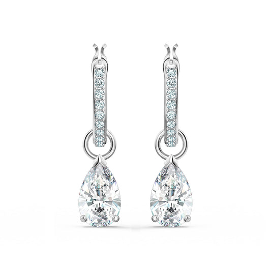 Swarovski Attract Drop-Ohrhänger, Tropfenschliff, Weiß, Rhodiniert
