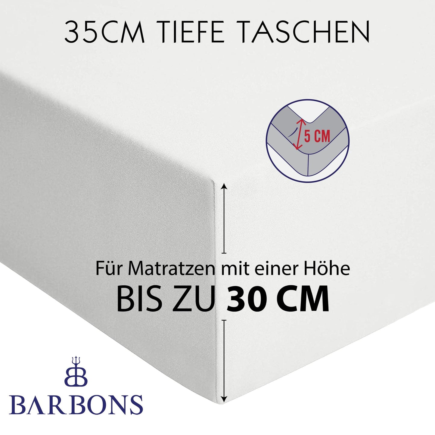 Spannbettlaken 200x200cm - 35 cm Tiefe Tasche 100% Baumwolle Spannbetttuch Oeko-TEX Zertifiziert Bettlaken Jersey Bettware Bettbezug für Boxspringbett Dicke Matratzen - Weiss 200 x 200
