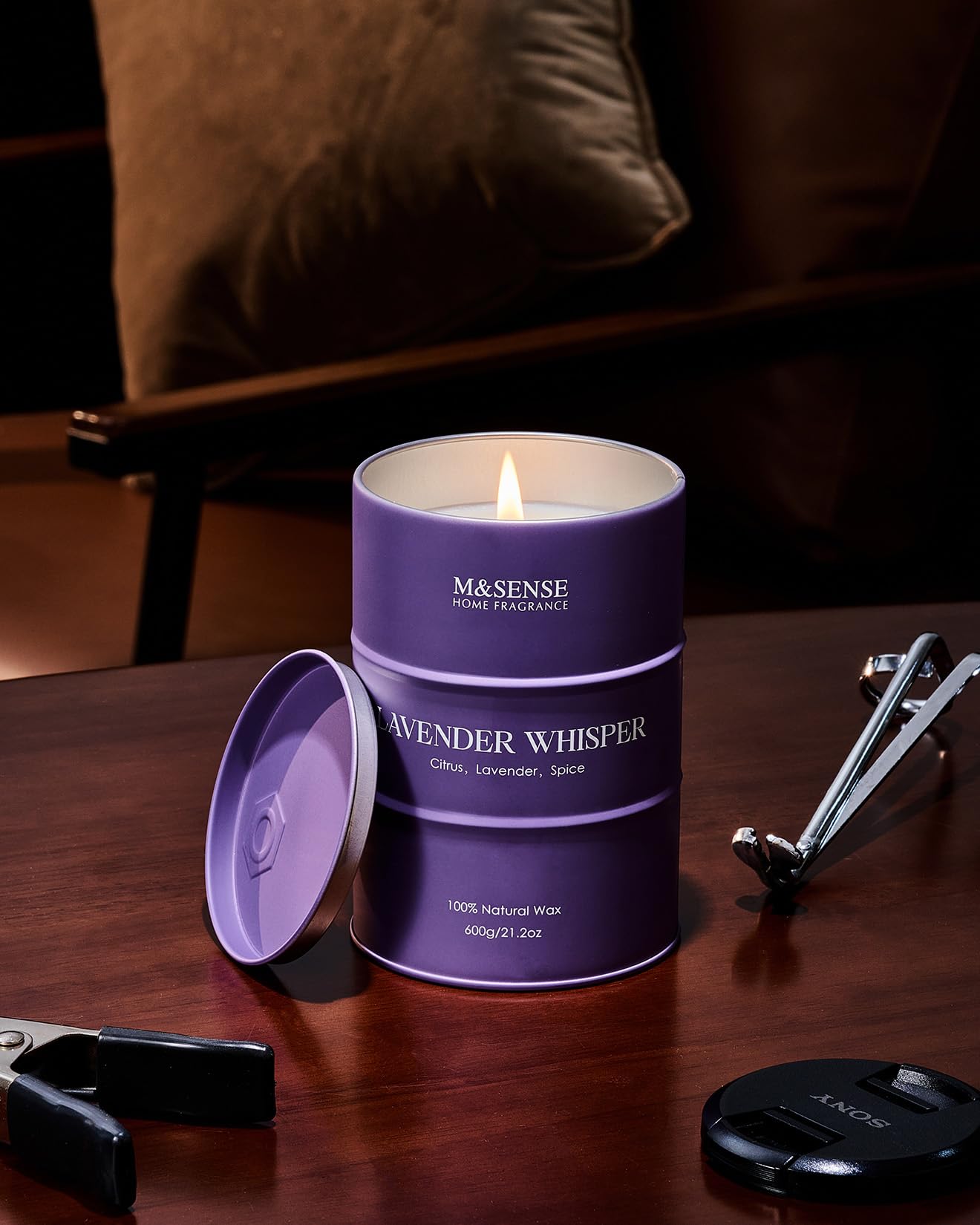 M&SENSE Lavendel Duftkerze im Glas zu Haus 600g 130 Stunden lang brennend Aromatherapie Kerze für Entspannung Geschenke für Mama Lehrer Freunde Weihnachtensgeschenk