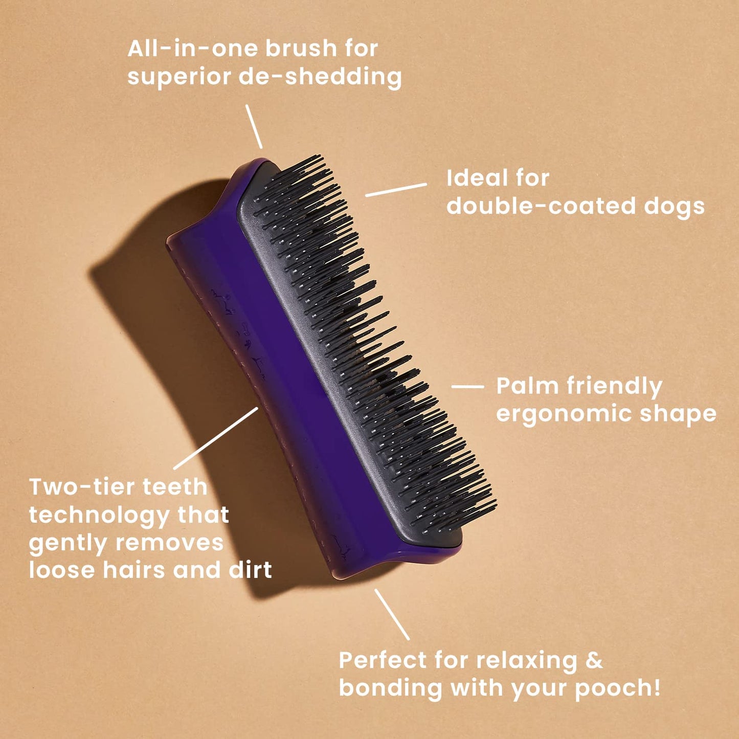 Pet Teezer, Fellpflegebürste für Hunde, Violett/Grau