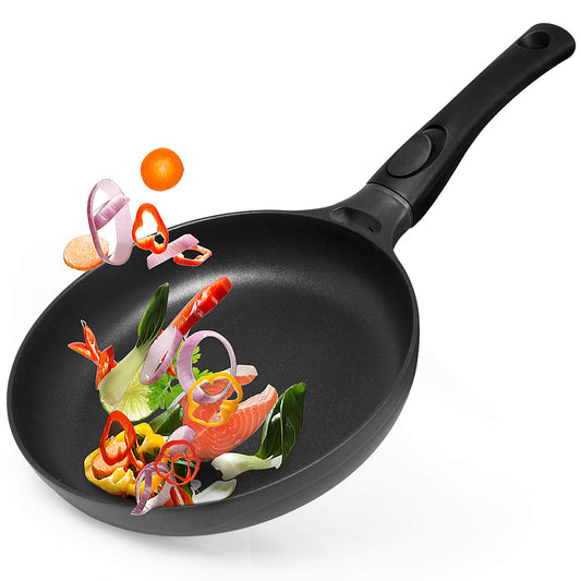 Gotoll Induktionspfanne, 24 cm, antihaftbeschichtet, Aluminium, Cracker, abnehmbarer Griff, für Pfannkuchen, Steak, Ei, Blinis BPA Free – Schwarz