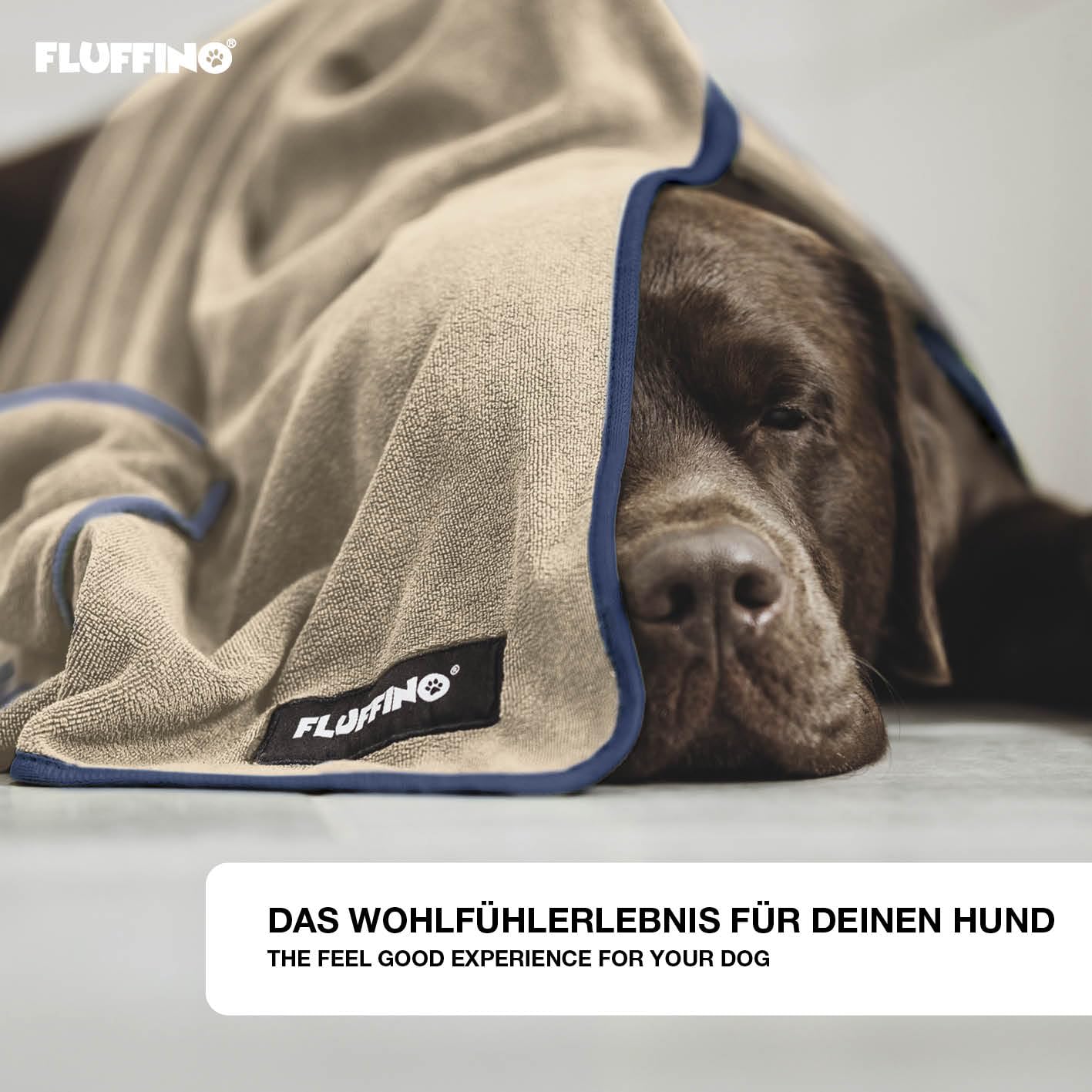 FLUFFINO® 2er Set Hundehandtuch 120 x 70 cm für mittelgroße & große Hunde, extrem saugfähig & weich | Waschbar bei 60°C, schnell trocknendes Mikrofaser-Handtuch mit 2 Grifftaschen