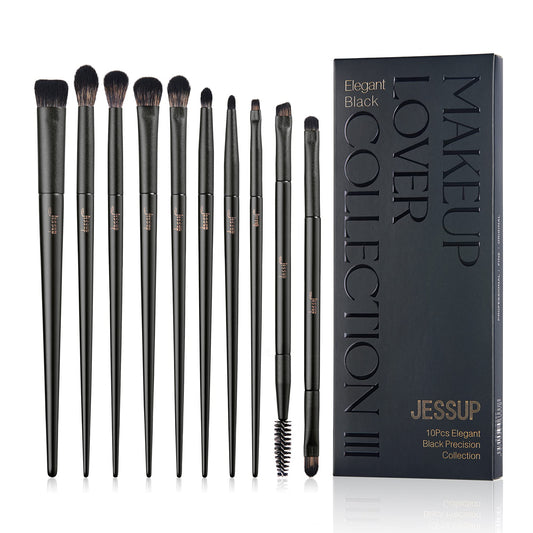 Jessup Pinselset Makeup Augen Make up Pinsel 10 Stück Augen Makeup Pinsel Set Augenpinsel Lidschattenpinsel Lidschatten Blender Eyeliner Augenbrauen Pinsel elegante Kollektion schwarz T337