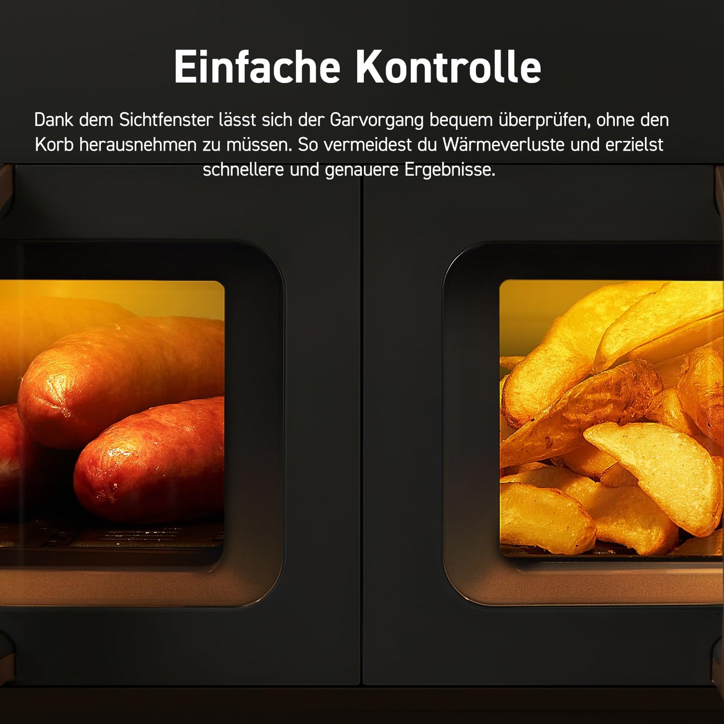 COSORI Heißluftfritteuse 2 Kammern, Testsieger der Stiftung Warentest, 6-in-1 Dual Zone Airfryer 8,5 L, Doppelkammer mit Sichtfenster für vollständige Mahlzeit, Gold