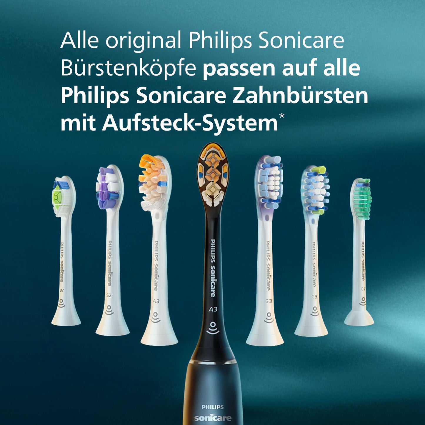 Philips Sonicare W2 Optimal White, Original Ersatzbürstenköpfe, Schwarz, 8er-Pack, HX6068/88