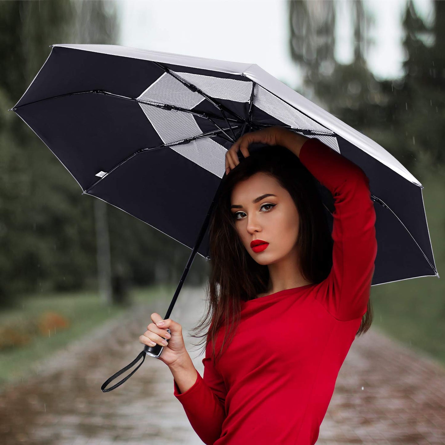 G4Free UPF 50+ UV-Schutz Reiseschirm 42/46 Inch Winddicht Silberbeschichtung Sonnenblockierender Regenschirm