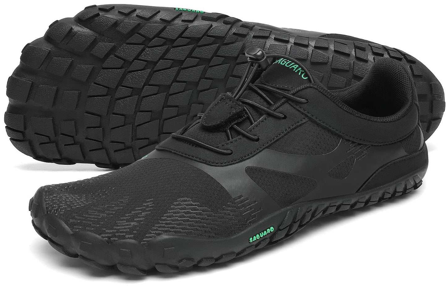SAGUARO Barfußschuhe Herren Damen Traillaufschuhe Outdoor & Indoor Training Fitnessschuhe Wander Wald Strand Straße Laufschuhe Walkingschuhe Schnell Trocknend Badeschuhe, Öl Schwarz, 42 EU