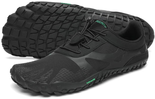SAGUARO Barfußschuhe Herren Damen Traillaufschuhe Outdoor & Indoor Training Fitnessschuhe Wander Wald Strand Straße Laufschuhe Walkingschuhe Schnell Trocknend Badeschuhe, Öl Schwarz, 42 EU