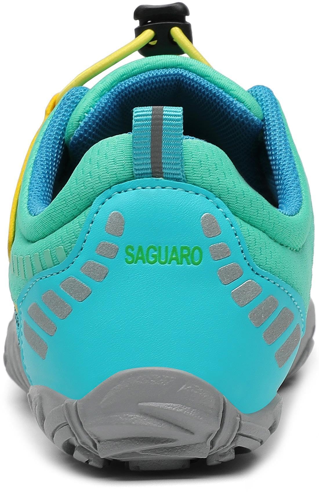 SAGUARO Kinder Barfußschuhe Traillaufschuhe Jungen Mädchen Trainingsschuhe Zehenschuhe Atmungsaktiv rutschfest Walkingschuhe Laufschuhe Schnell Trocknend Badeschuhe, Minzgrün 33 EU