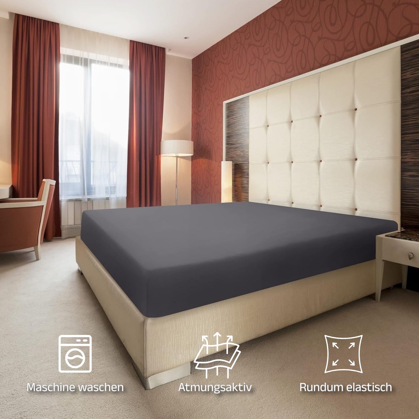 Utopia Bedding - Spannbettlaken 200x200cm - Grau - Gebürstete Polyester-Mikrofaser Spannbetttuch - 35 cm Tiefe Tasche
