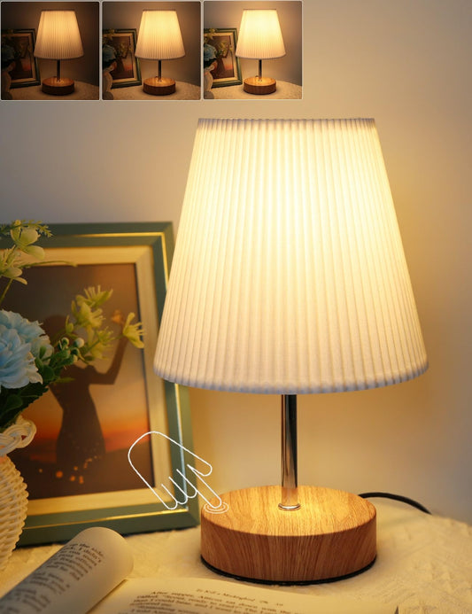Nachttischlampe Touch Dimmbar, HSLighting Tischlampe Touch Dimmbare Glühbirne 3 Helligkeitsstufen Einstellbar Schreibtischlampe Minimalistische Tischleuchte für Nachttisch Schlafzimmer Lesen Wohnzimme