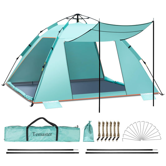 4-5 Person Instant Strandmuschel Automatisches Strandzelt, Extra großes tragbares belüftetes automatisches Sonnenschutz, UV Schutz 50+ Easy Setup Pop Up Zelt für Picknick, Strand