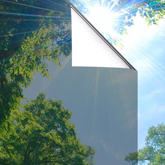 Lifetree Fensterfolie Spiegelfolie Wärmereflektion Selbstklebend Sonnenschutzfolie Wärmegrad Innen & Auße Kontrolle Anti-UV Privatsphäre Glas Fenstertönung Glatt Fensteraufkleber 75 * 300cm Silber