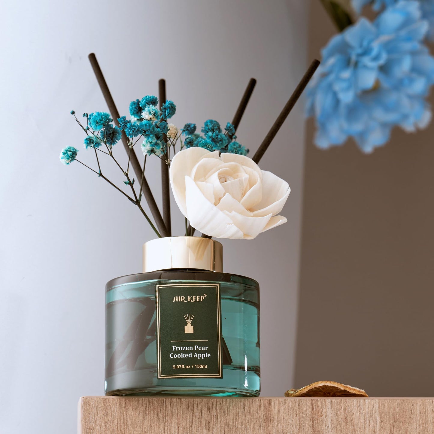 Airkeep Raumduft Frozen Pear Cooked Apple, Rose Reed Diffuser Set 150ml, Raumduft mit Stäbchen, Lufterfrischer Für Badezimmer, Wohnung, Heimdekoration