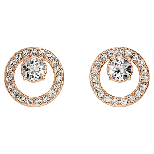 Swarovski Creativity Ohrstecker, Rund, Weiss, Roségold-Legierungsschicht