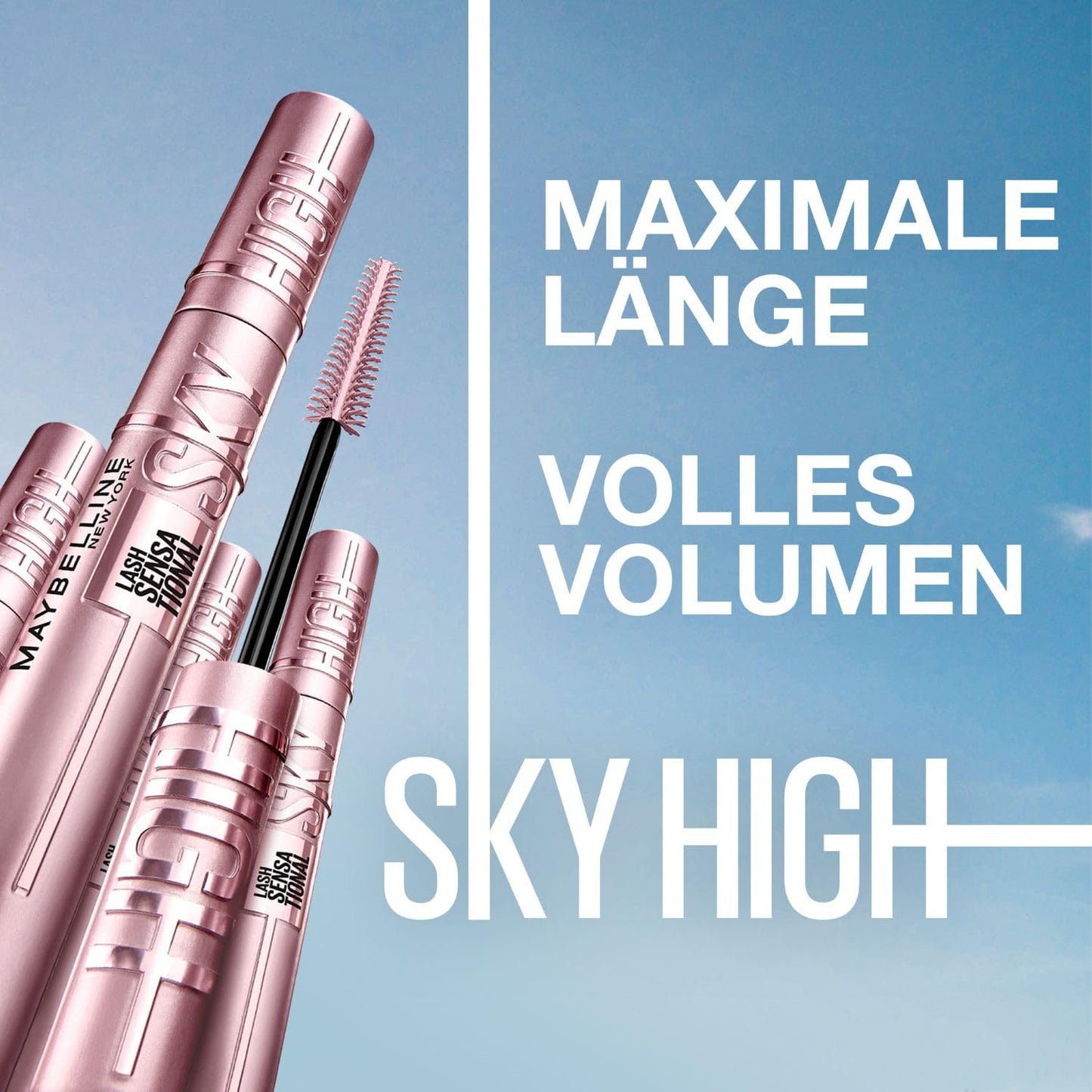 Maybelline New York Wasserfeste, schwarze Wimperntusche für extrem lange Wimpern, Lash Sensational Sky High Mascara, Black Waterproof, 6 ml