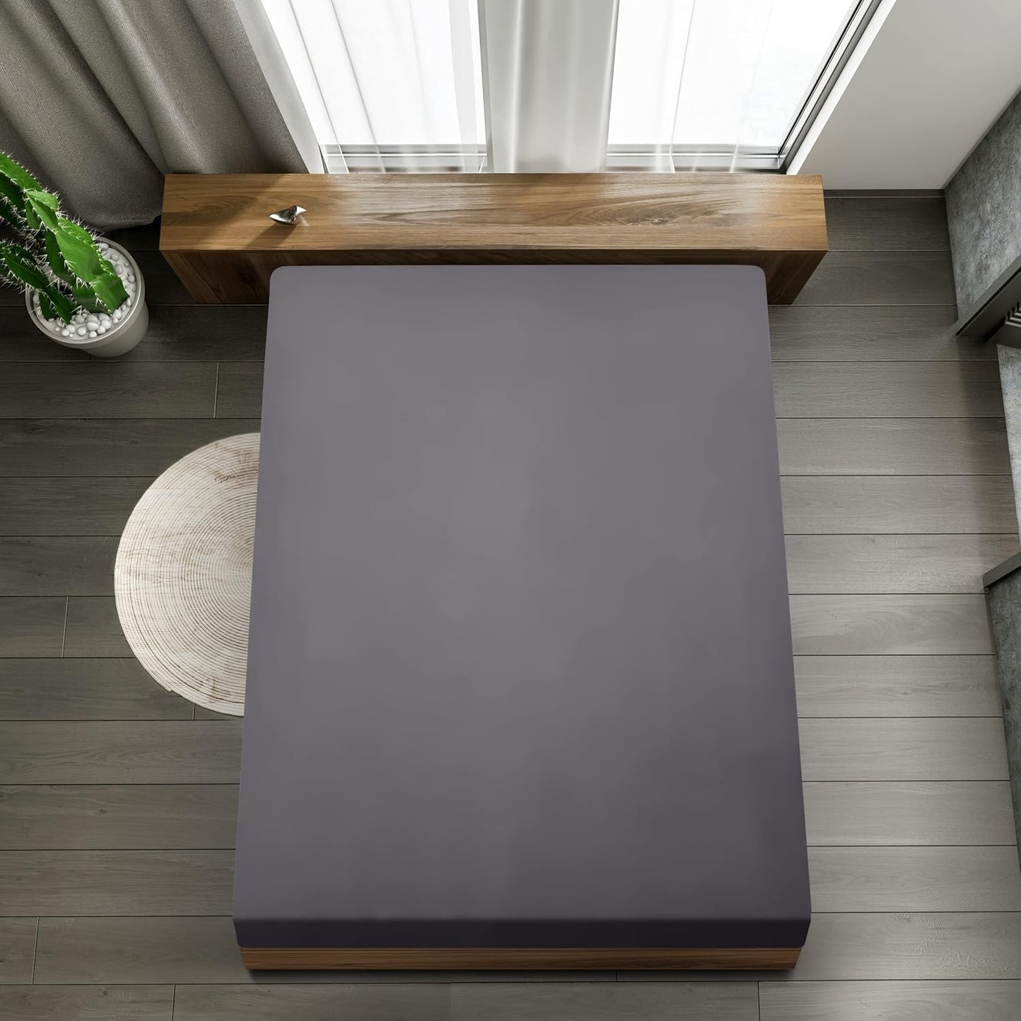 Utopia Bedding - Spannbettlaken 200x200cm - Grau - Gebürstete Polyester-Mikrofaser Spannbetttuch - 35 cm Tiefe Tasche