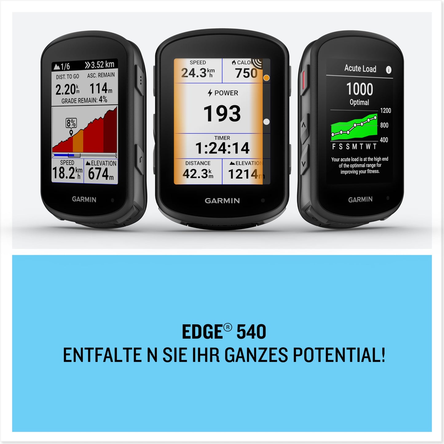 Garmin Edge 540 - EU Central + West, GPS-Fahrradcomputer mit Tastenbedienung, 2,6 Zoll Farbdisplay, Europakarten, umfassenden Leistungsdaten, bis zu 26 Std Akkulaufzeit