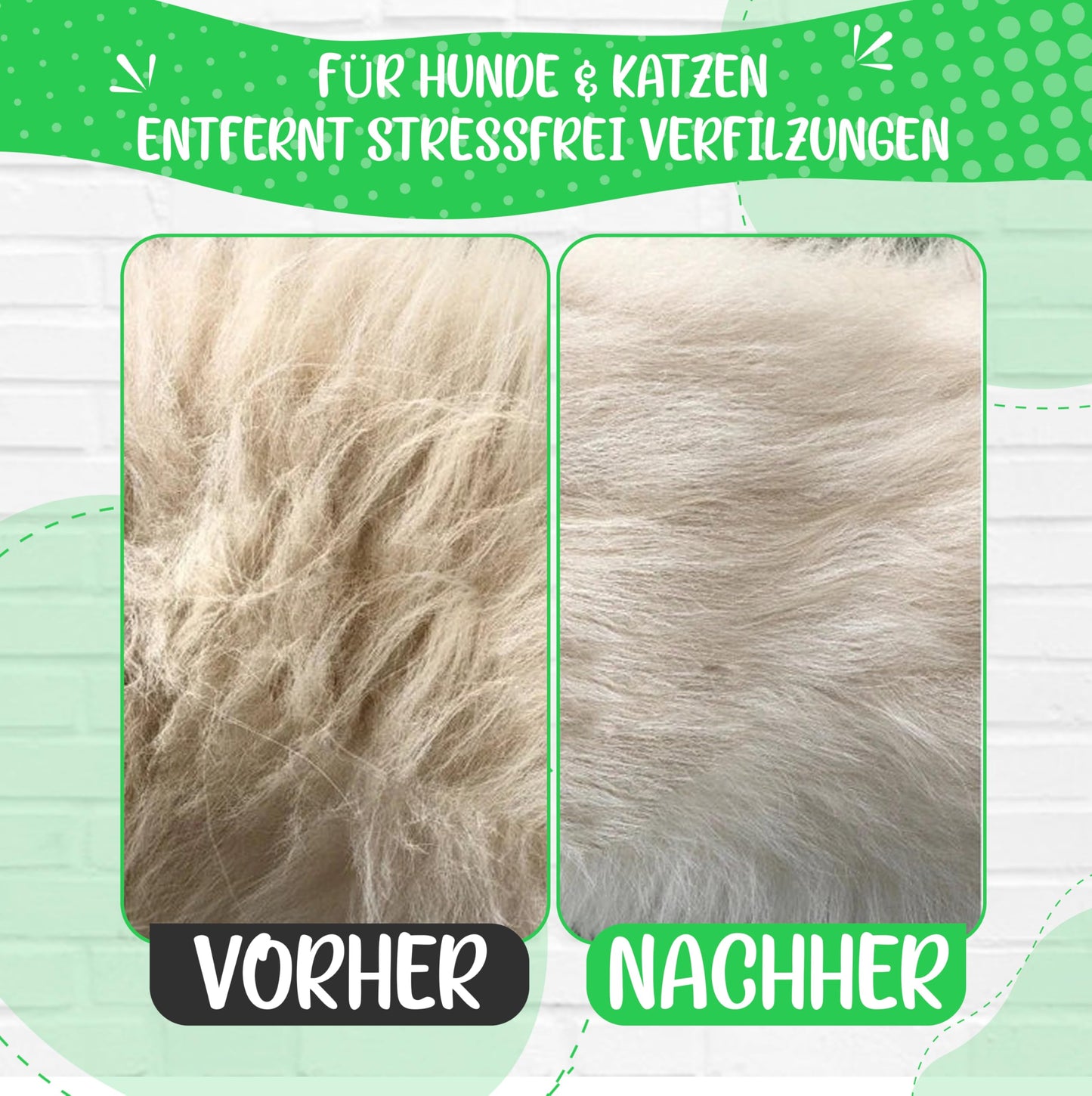Profi Entfilzungsmesser für Hunde und Katzen - Entfernt Knoten und Verfilzungen, kurz bis langhaar Fell geeignet Kleine - große Tiere Abgerundete Klinge + Gratis Pflegehandbuch