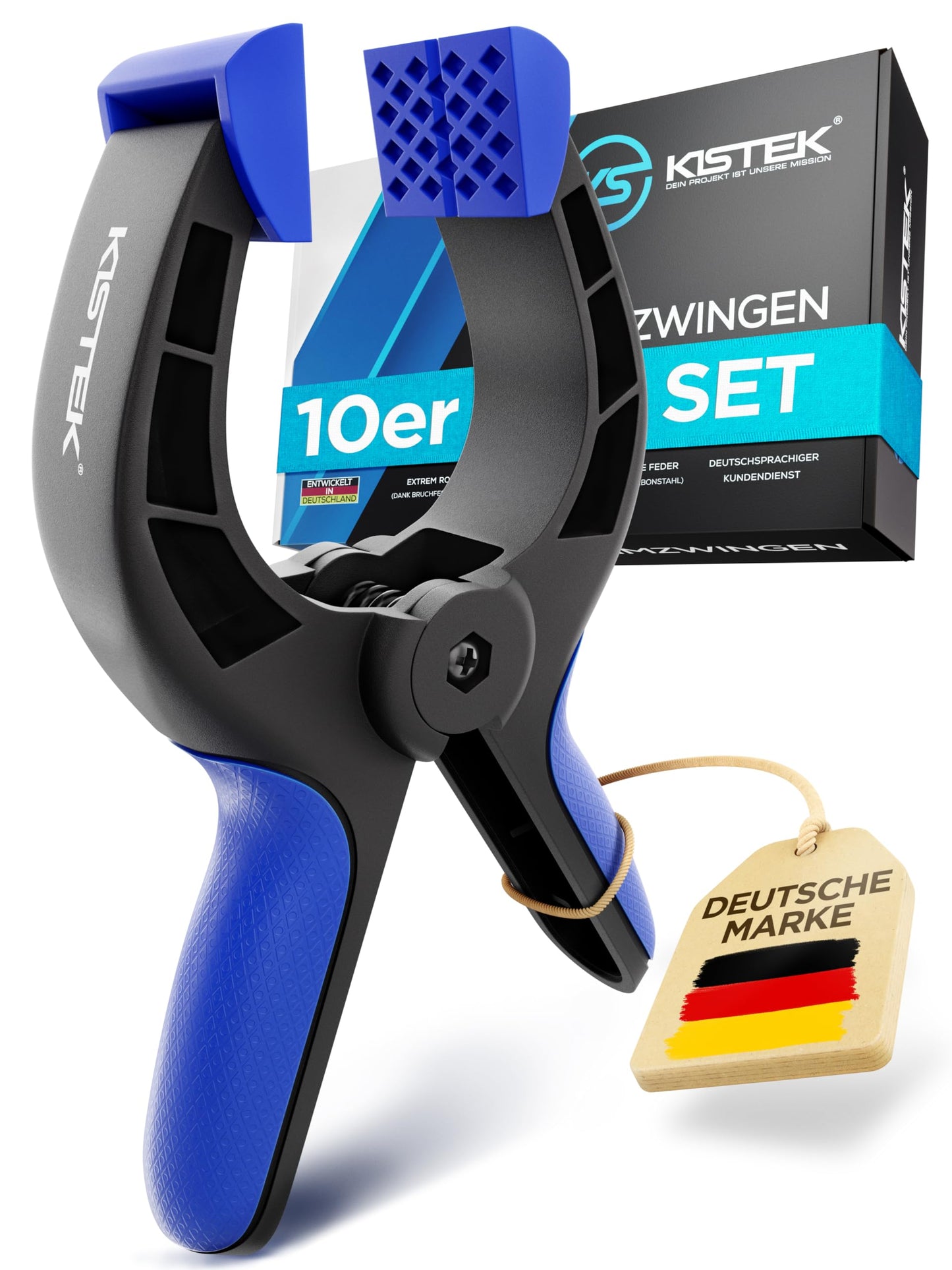 KISTEK® Klemmzwingen Set [10 Stück] - Federklemmen mit über 8cm Spannweite und starker Spannkraft - Klammern zum Leimen von Holz, Metall, etc. - Ideal zum Klemmen bei Fotografie, Pool & Werkstatt