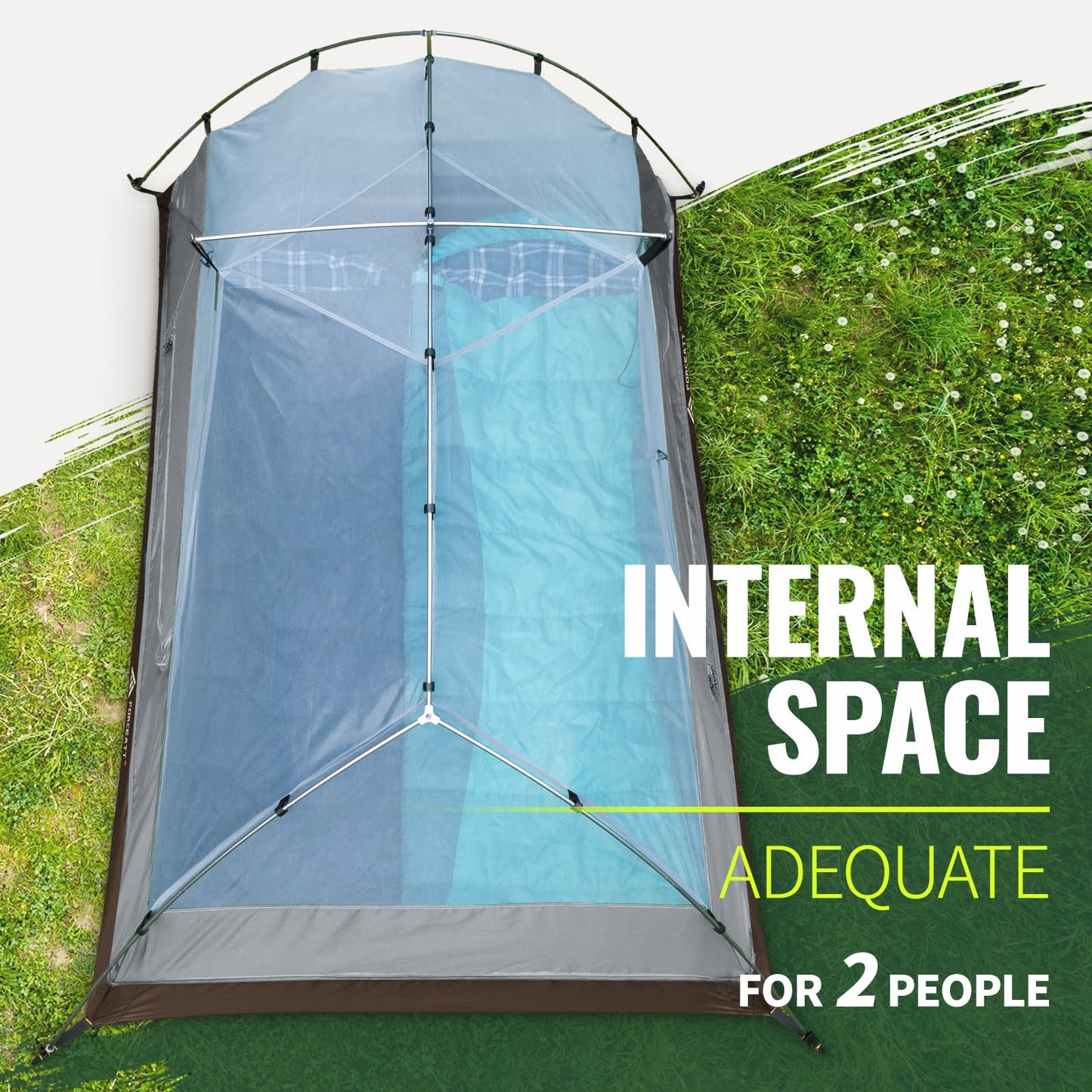 Forceatt Zelt 2 Personen Camping Zelt, 2 Doors Wasserdicht & Winddicht 3-4 Saison Ultraleichte Rucksack Zelt für Trekking, Camping, Outdoor.