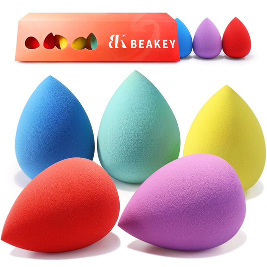 BEAKEY Make up Schwamm Set, Mehrfarbige blenderBeauty Schwamm Foundation Schminkschwamm, Makellos für Flüssigkeit, Creme und Puder, 5 Stück
