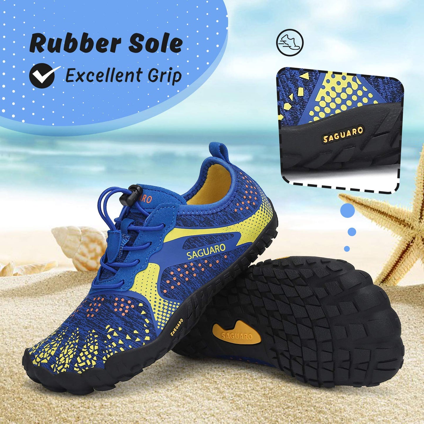 SAGUARO Kinder Aquaschuhe Jungen Traillaufschuhe Outdoor Mädchen Gymnastikschuhe Schnell Trocknend Strandschuhe Trekking Blau Gr.32