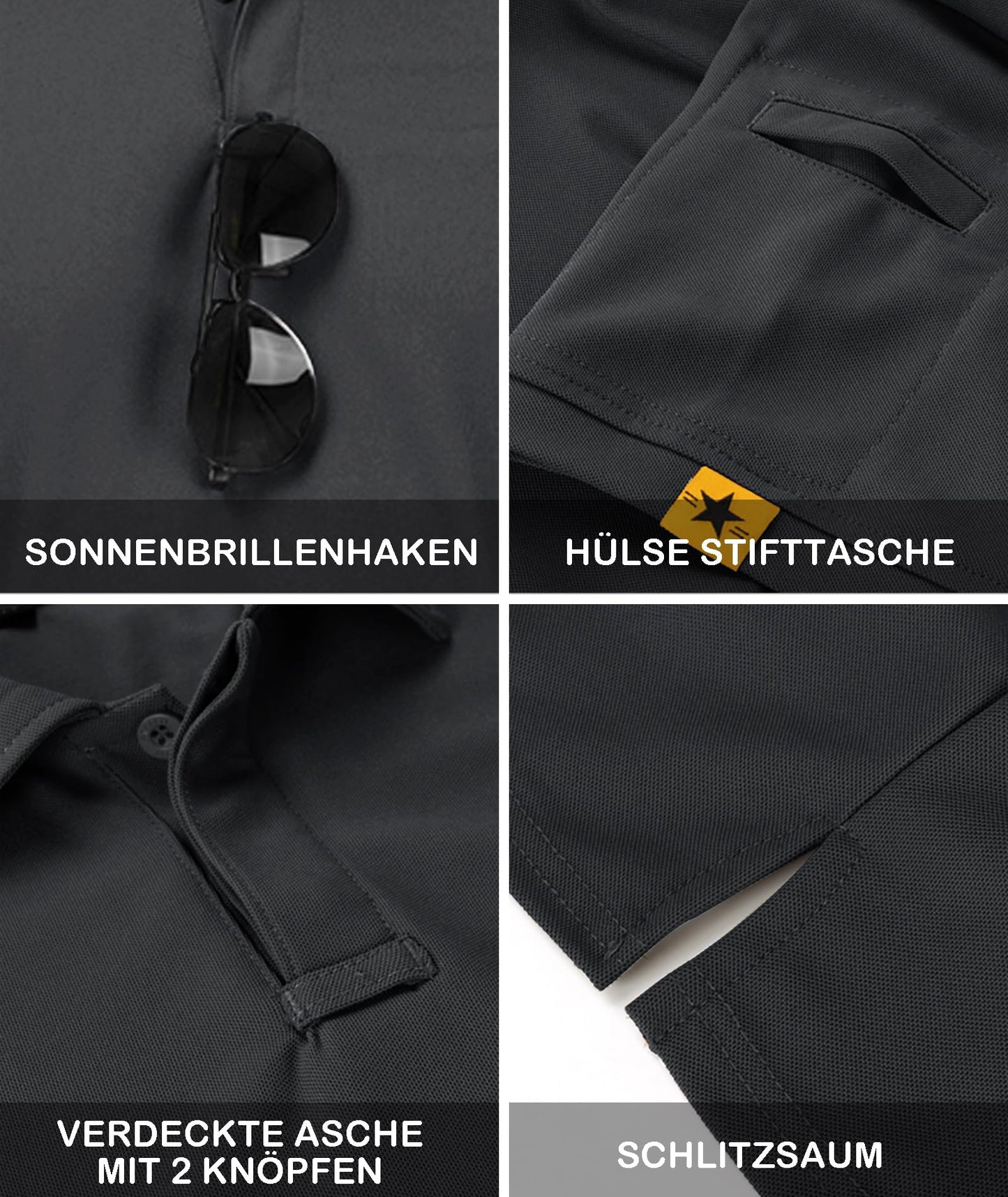 JACKETOWN Poloshirts Herren Kurzarm Atmungsaktives Schnelltrocknend Poloshirts Männer Sommer Knopfleiste T-Shirts Männer Casual Sport Shirt Basic Regular Fit Golf Polohemd(Dunkelgrau-L)