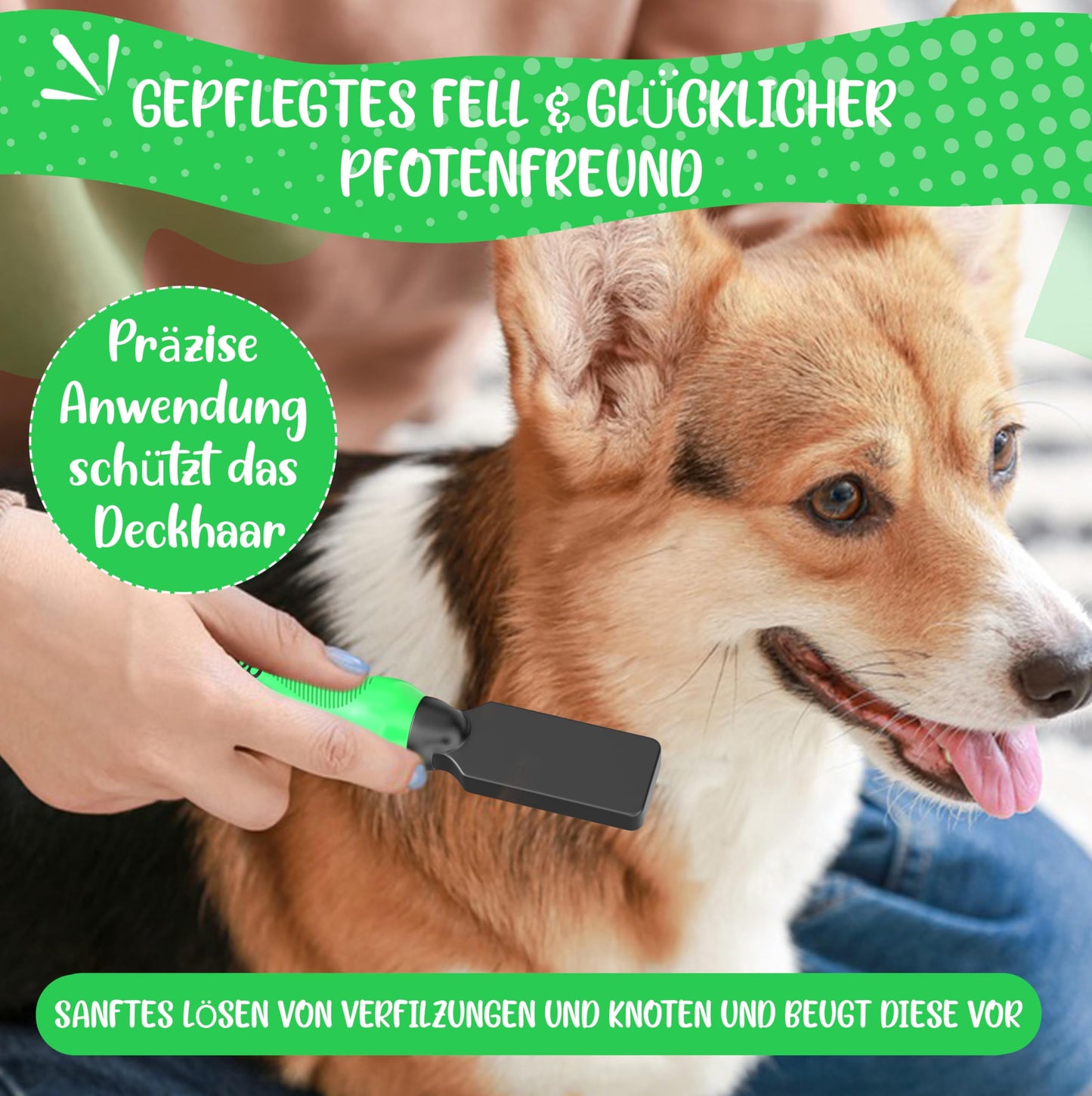 Profi Entfilzungsmesser für Hunde und Katzen - Entfernt Knoten und Verfilzungen, kurz bis langhaar Fell geeignet Kleine - große Tiere Abgerundete Klinge + Gratis Pflegehandbuch