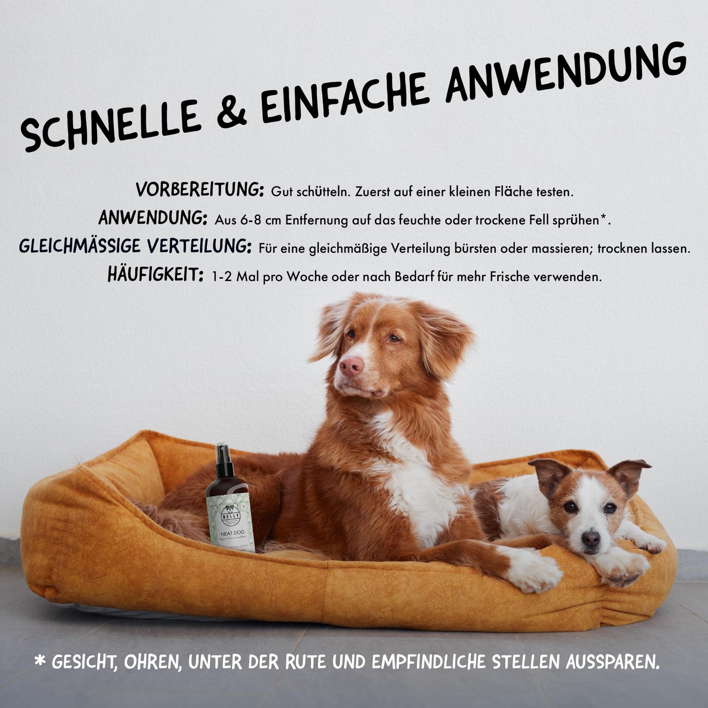 Belly® Deodorant für Hunde - 250ml - Frisches Baumwollaroma - Neutralisiert unangenehme Gerüche - pH neutral - Hundeparfüm - Hunde Parfüm, Fellpflegespray, Welpenparfum