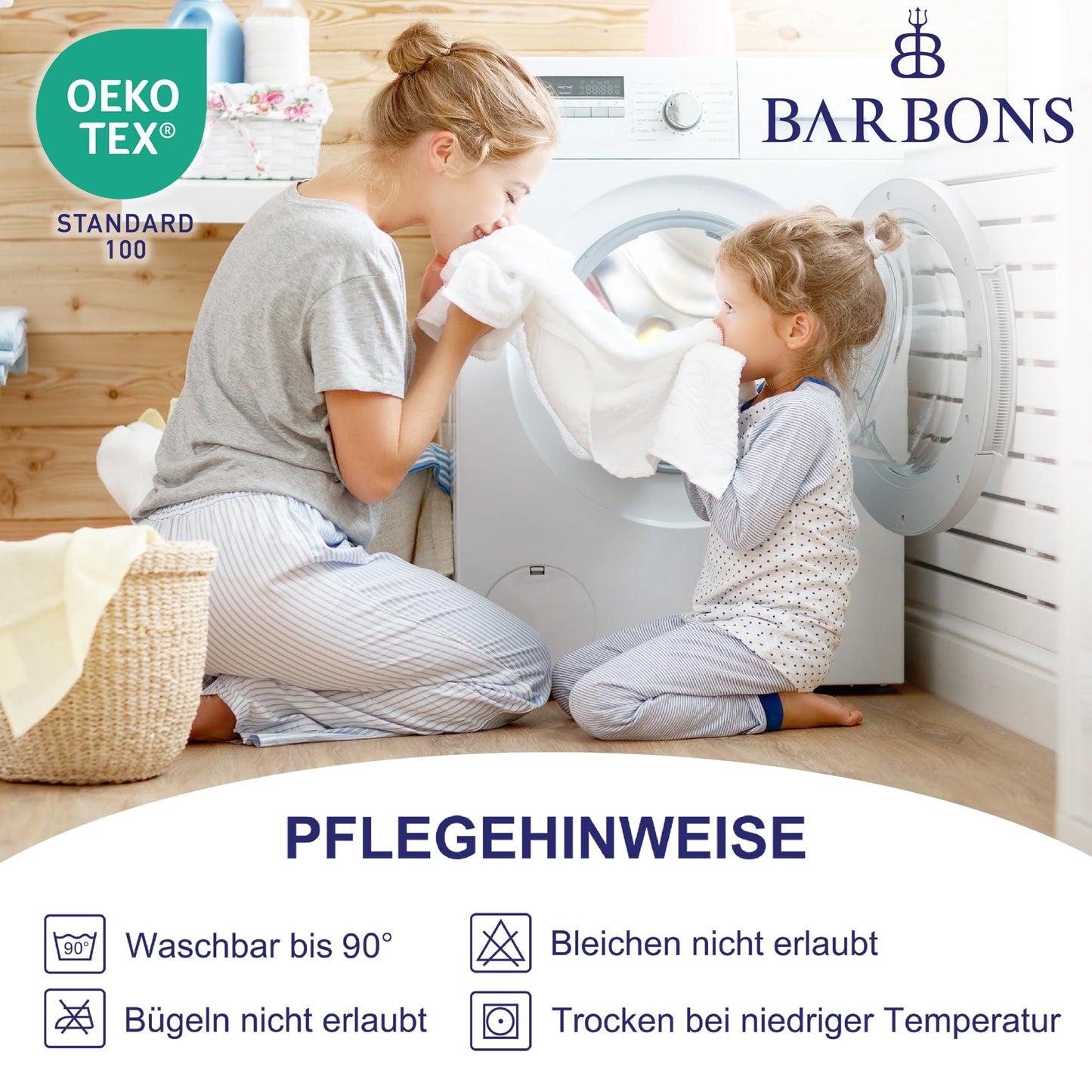 BARBONS Matratzenschoner 180x200 - Oeko-TEX Zertifiziert Matratzenschutz wasserdichte Matratzenauflage Inkontinenzunterlage waschbar Nässeschutz Atmungsaktiv (180x200cm)