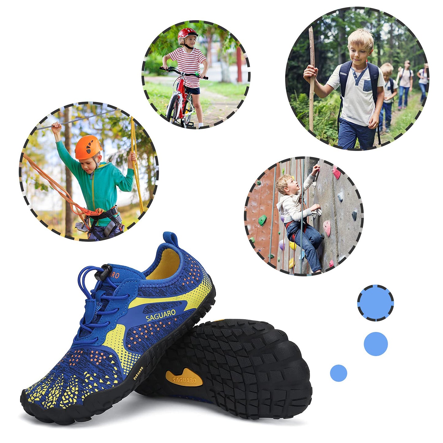 SAGUARO Kinder Aquaschuhe Jungen Traillaufschuhe Outdoor Mädchen Gymnastikschuhe Schnell Trocknend Strandschuhe Trekking Blau Gr.32