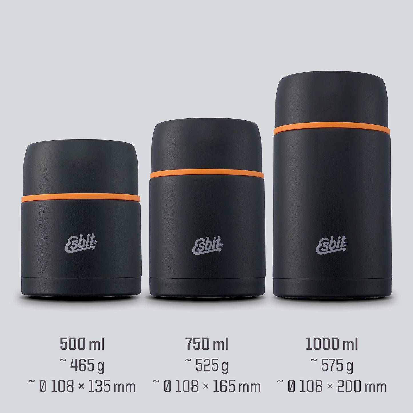Esbit Thermobehälter Classic für Speisen - Warmhaltebehälter 1000 ml in Schwarz - aus Edelstahl für warme und kalte Lebensmittel
